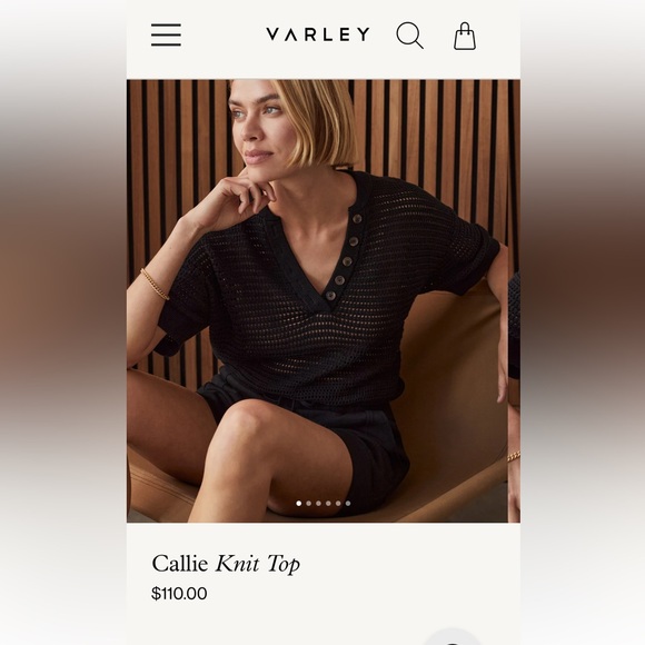 Varley -EUC- Callie Cotton Knit Button-Detail Top size XL - Picture 1 of 7